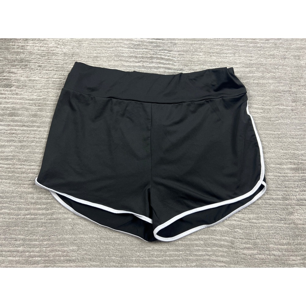 Unbranded Shorts Women 2XL Black Dolphin Hem Athletic Contrast Trim Stretch